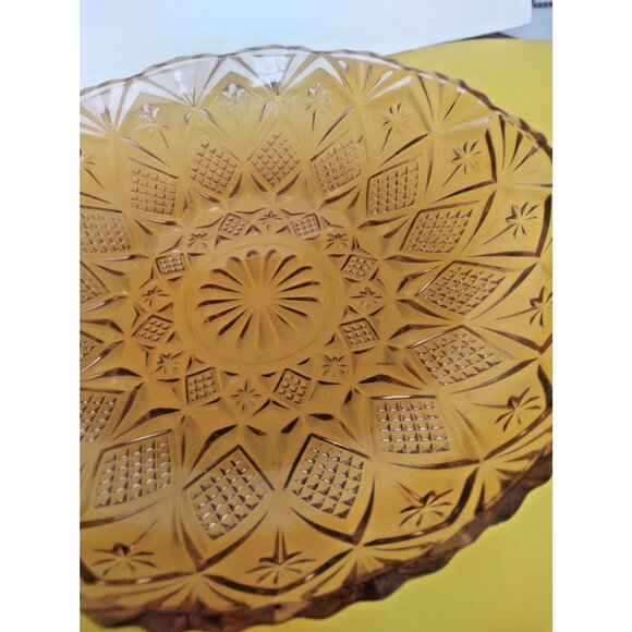 Vintage Large Iridescent Marigold Carnival Glass Bowl 12" diameter 1960's - Picture 10 of 11